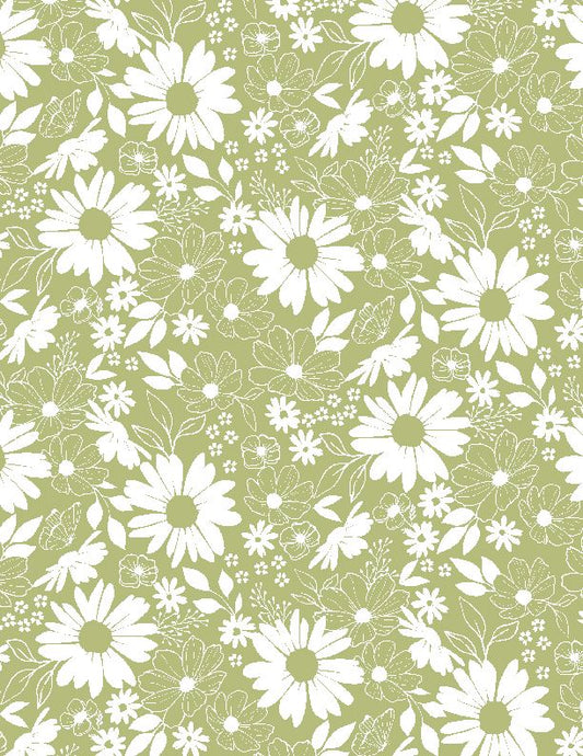 Juliette Floral Toile Green Angela Nickeas Wilmington Prints Cotton Fabric