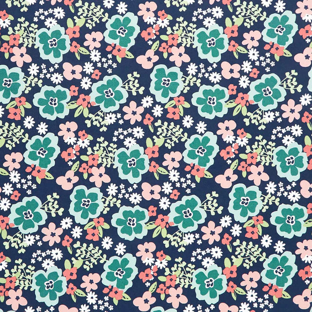 Juliette Large Floral Tossed Navy Blue Angela Nickeas Wilmington Prints Cotton Fabric