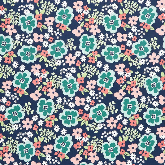 Juliette Large Floral Tossed Navy Blue Angela Nickeas Wilmington Prints Cotton Fabric