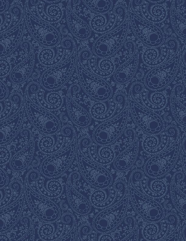 Juliette Paisley Tonal Navy Blue Angela Nickeas Wilmington Prints Cotton Fabric