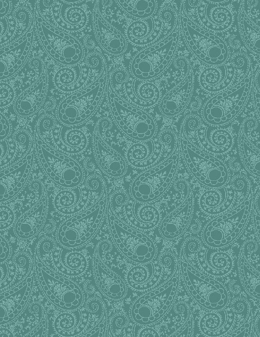 Juliette Paisley Tonal Teal Blue Green Angela Nickeas Wilmington Prints Cotton Fabric