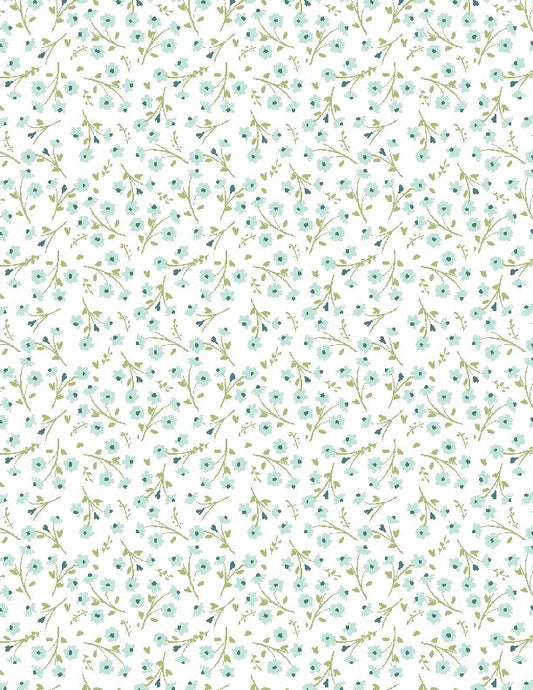 Juliette Small Floral Tossed Teal Blue Green Angela Nickeas Wilmington Prints Cotton Fabric