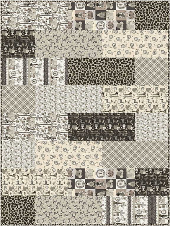 Free Pattern-Jungle Romp Biscotti Quilt Project Henry Glass