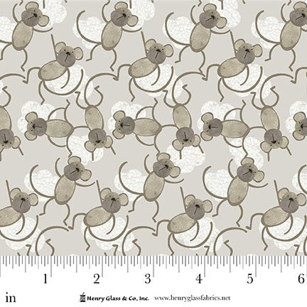 Jungle Romp Monkey Allover Beige Betsey Cavallo Henry Glass Cotton Fabric HG-2110-44