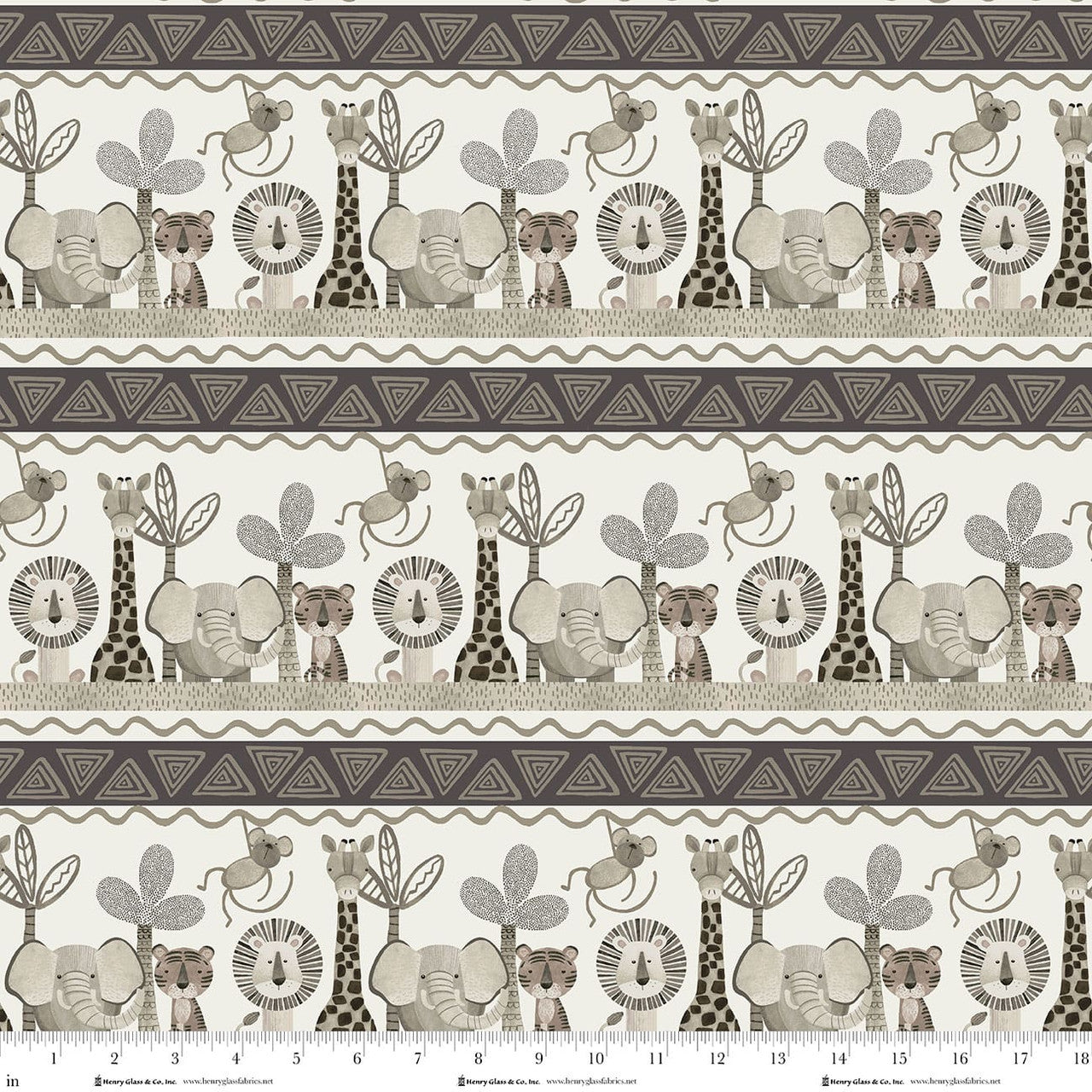 Jungle Romp Novelty Jungle Stripe Multi Betsey Cavallo Henry Glass Cotton Fabric HG-2111-49