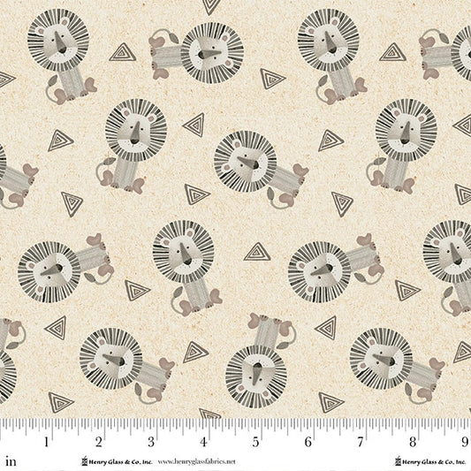 Jungle Romp Tossed Lions Cream Betsey Cavallo Henry Glass Cotton Fabric HG-2105-44