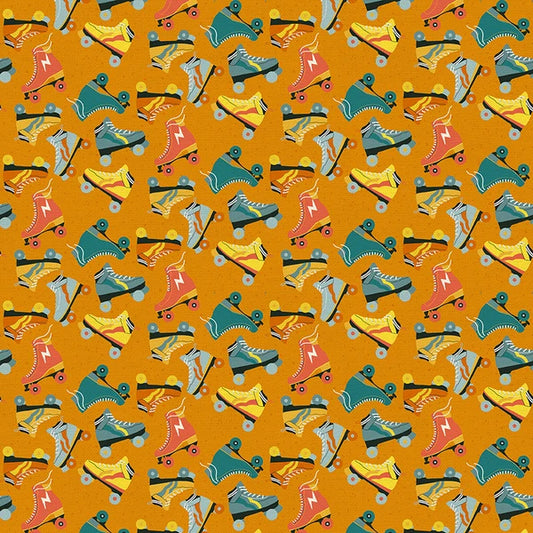 Jurassic Joyrides Skate Toss Orange PBS Double Gauze Certified Cotton GOTS PBS-350-25411