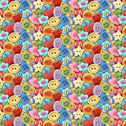 Just Sew Happy Packed Buttons Multi Jane Alison Henry Glass Cotton Fabric