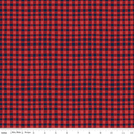 Love You S'more Gingham Red Gracey Larson Riley Blake Designs Cotton Fabric