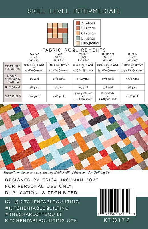 The Charlotte Quilt Pattern Erica Jackman Kitchen Table Quilting KTQ-172