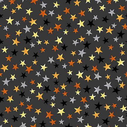 Midnight Magic Flying Stars in Charcoal Gracie Popp Studio E Cotton Fabric