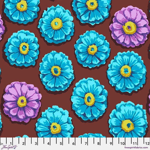 Zinnia Aqua Kaffe 85 & Fabulous Kaffe Fassett Collective Free Spirit Cotton Fabric