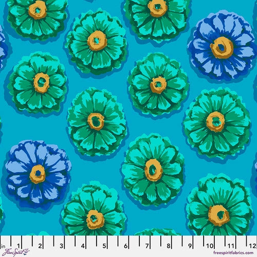 Zinnia Blue Kaffe 85 & Fabulous Kaffe Fassett Collective Free Spirit Cotton Fabric