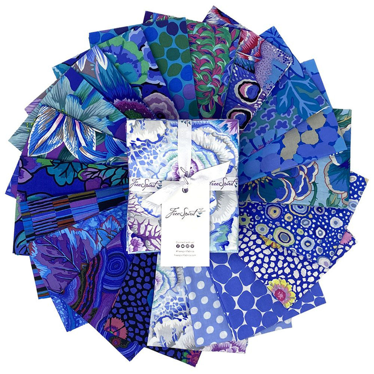 Lake Classics Plus Blue Fat Quarter Bundle 18”x21” 20pcs Kaffe Fassett Collective Free Spirit Cotton Fabric