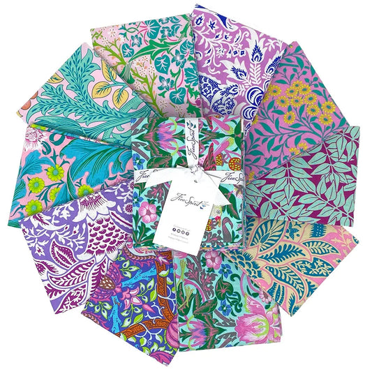 Kaffe Fassett x Morris & Co. Blush Fat Quarter Bundle 18"x21" 10pcs Kaffe Fassett Collective Free Spirit Cotton Fabric FS-FB4FQKW.BLUSH FS-FB4FQKW.BLUSH
