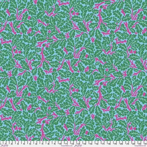 Kaffe Fassett x Morris & Co. Oak Turquoise Kaffe Fassett Collective Free Spirit Cotton Fabric FS-PWKW003.Turquoise