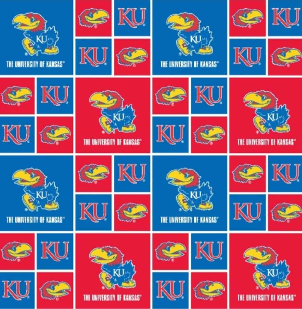 Kansas Jayhawks NCAA College Box Sykel Cotton Fabric