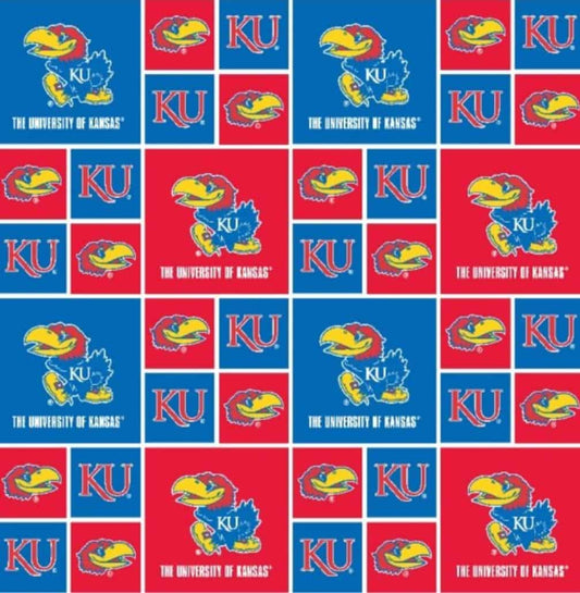 Kansas Jayhawks NCAA College Box Sykel Cotton Fabric