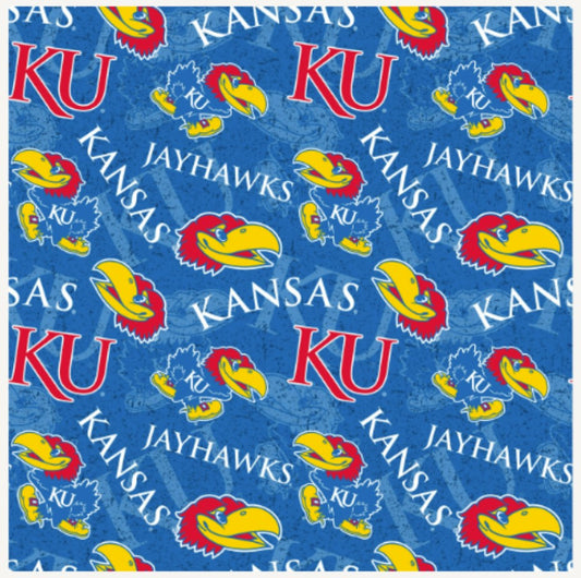 Kansas Jayhawks NCAA College KS Tone on Tone Sykel Cotton Fabric