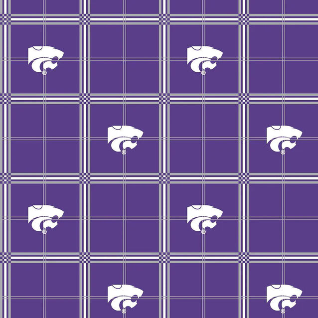 Kansas State Wildcats NCAA College Plaid Sykel Cotton FLANNEL Fabric SYK-KSU-1372