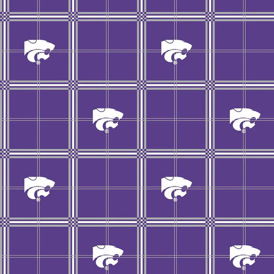 Kansas State Wildcats NCAA College Plaid Sykel Cotton FLANNEL Fabric SYK-KSU-1372