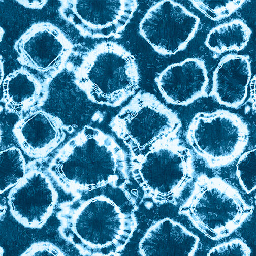 Katori Circles Blue Tie Dye Blank Quilting Cotton Fabric