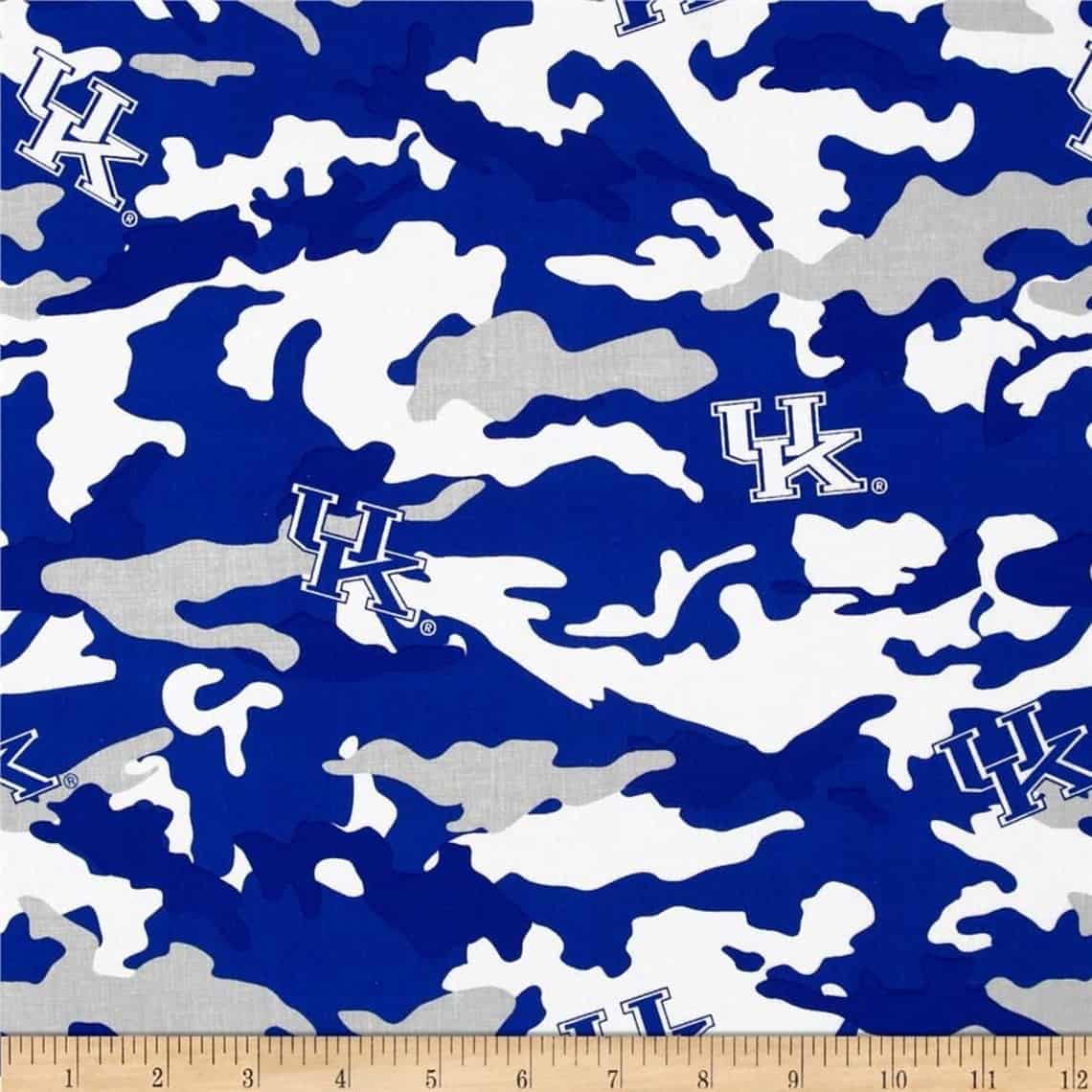 Kentucky Wildcats NCAA College UK Camo Sykel Cotton Fabric