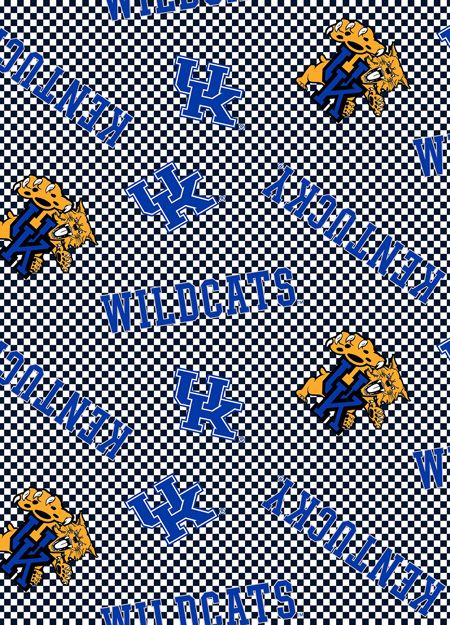 Kentucky Wildcats NCAA Checkered Allover Sykel Cotton Fabric