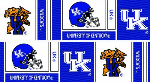 Kentucky Wildcats Block NCAA College Herringbone Box Sykel Cotton Fabric