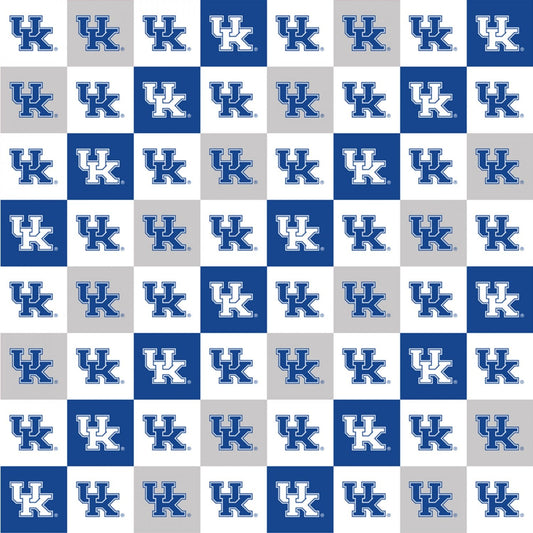 Kentucky Wildcats NCAA College Mini-Check Chess Sykel Cotton Fabric