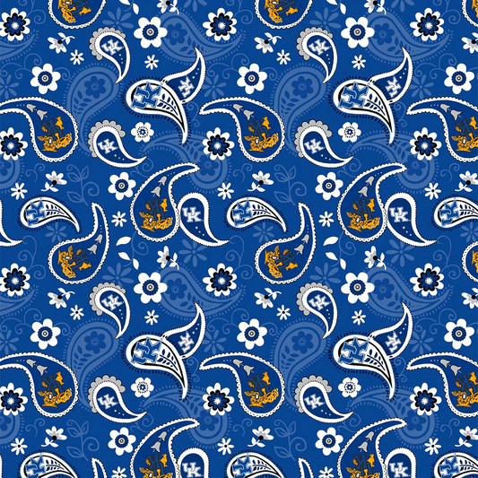 Kentucky Wildcats NCAA College Paisley Sykel Enterprises Cotton Fabric KY-1200