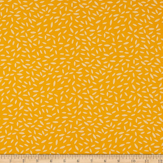 Kenzie Sprinkled Leaves Marigold Whistler Studios Windham Cotton Fabric