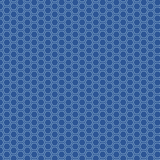 Kimberbell Basics Honeycomb White Blue Kim Christopherson Maywood Studio Cotton Fabric MS-8256-B