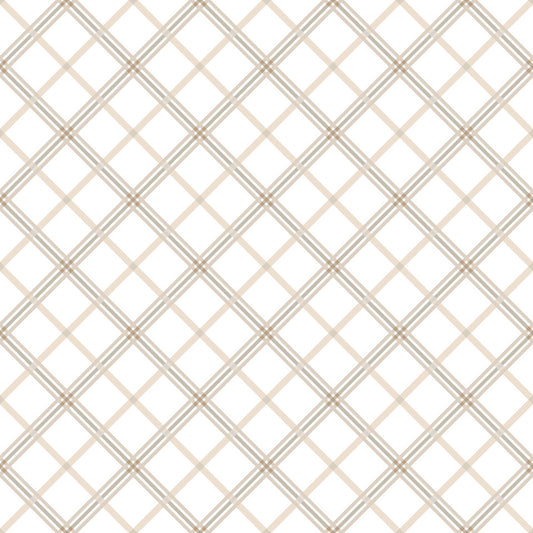 Kimberbell Basics Plaid Taupe Cream Kim Christopherson Maywood Studio Cotton Fabric MS-8262-E