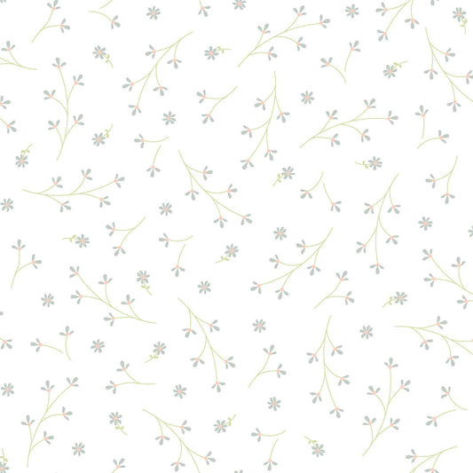 Kimberbell Basics Pretty Petals Grey White Kim Christopherson Maywood Studio Cotton Fabric MS-8260-W2