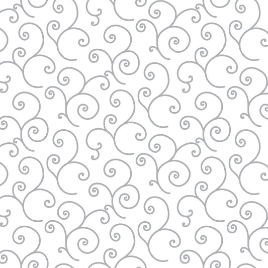 Kimberbell Basics Scroll Grey White Kim Christopherson Maywood Studio Cotton Fabric MS-8256-S