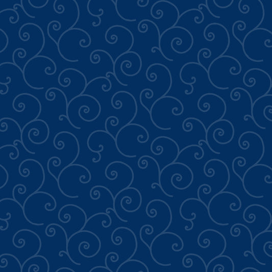 Kimberbell Basics Scroll Tonal Navy Blue Kim Christopherson Maywood Studio Cotton Fabric MS-8243-N