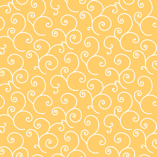 Kimberbell Basics Scroll White Yellow Kim Christopherson Maywood Studio Cotton Fabric MS-8243-S