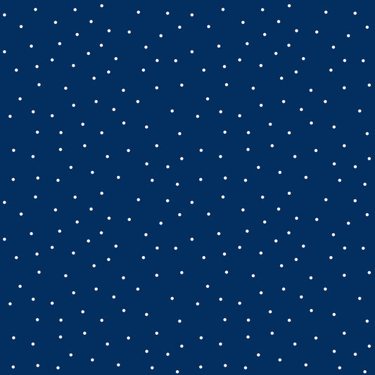 Kimberbell Basics Tiny Dots White Navy Blue Kim Christopherson Maywood Studio Cotton Fabric MS-8210-N