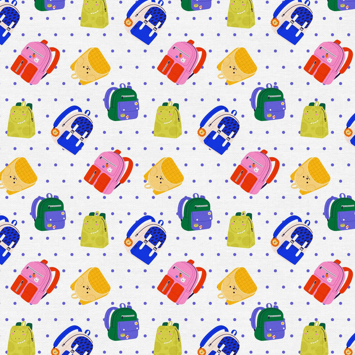 Kindergarten Cubbies Backpack Toss White Cream Paintbrush Studio Cotton Fabric PBS-120-25004 | US Fabric Shop