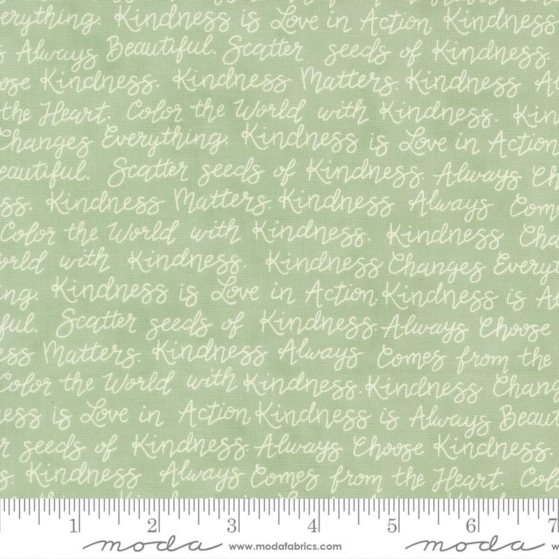 Kindness Kind Words Text Sage Aqua Deb Strain Moda Fabrics Cotton Fabric MD-56153-30