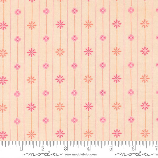 Kindness Petals in the Wind Stripes Floral Peach Deb Strain Moda Fabrics Cotton Fabric MD-56156-12