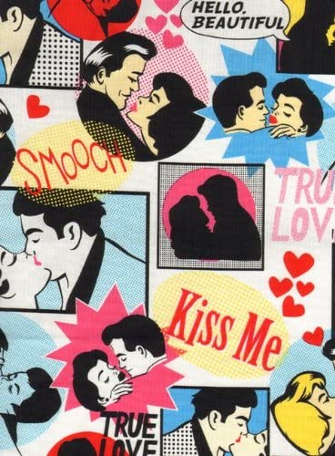 Kiss Me Retro Lovers Multi Timeless Treasures Cotton Fabric
