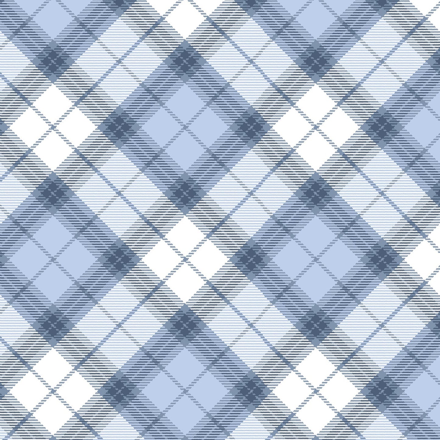 Kittens The Garden Diagonal Plaid Blue Beth Logan Henry Glass Cotton Fabric