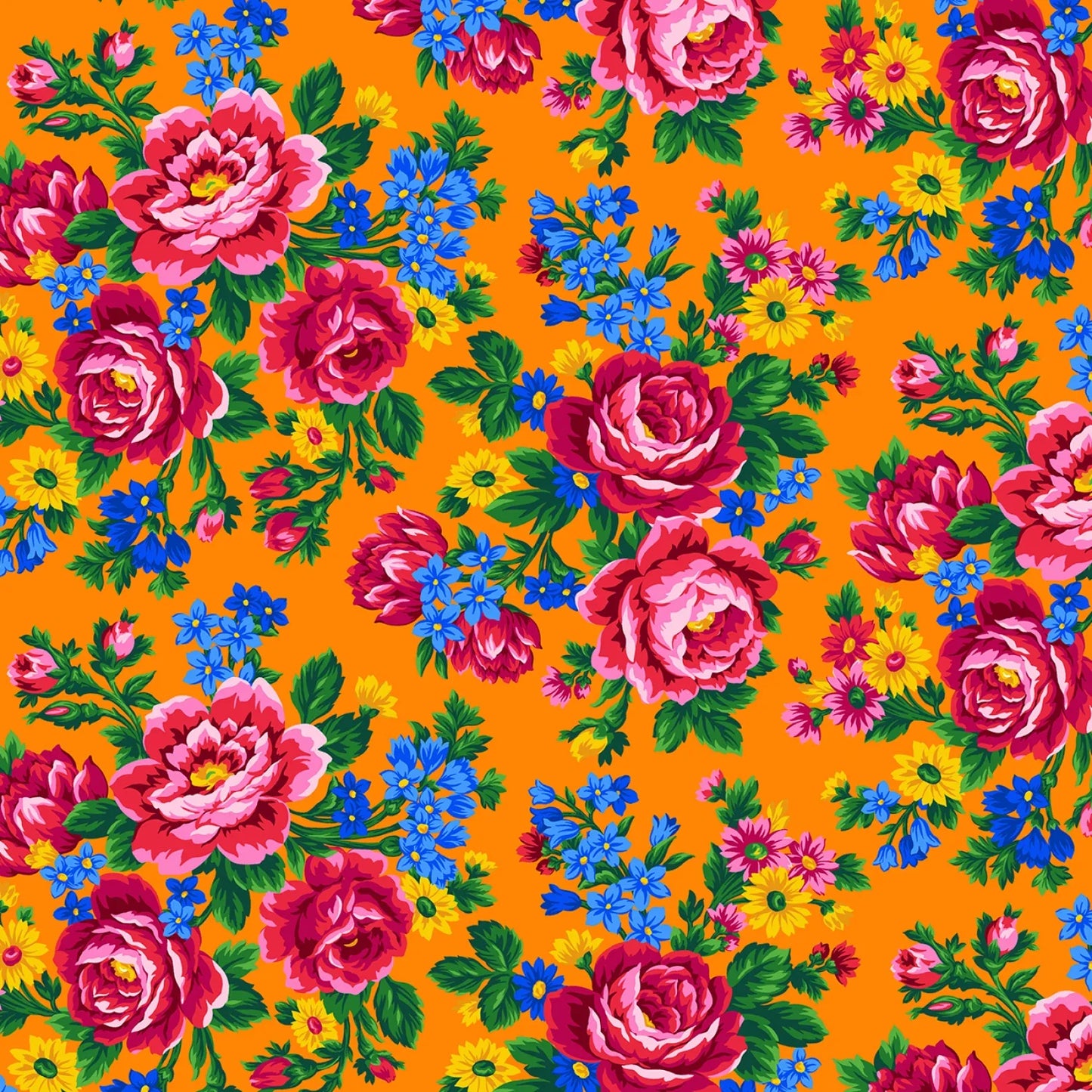 Kokum Scarf Floral Orange Elizabeth's Studio Cotton Fabric ES-677-ORANGE