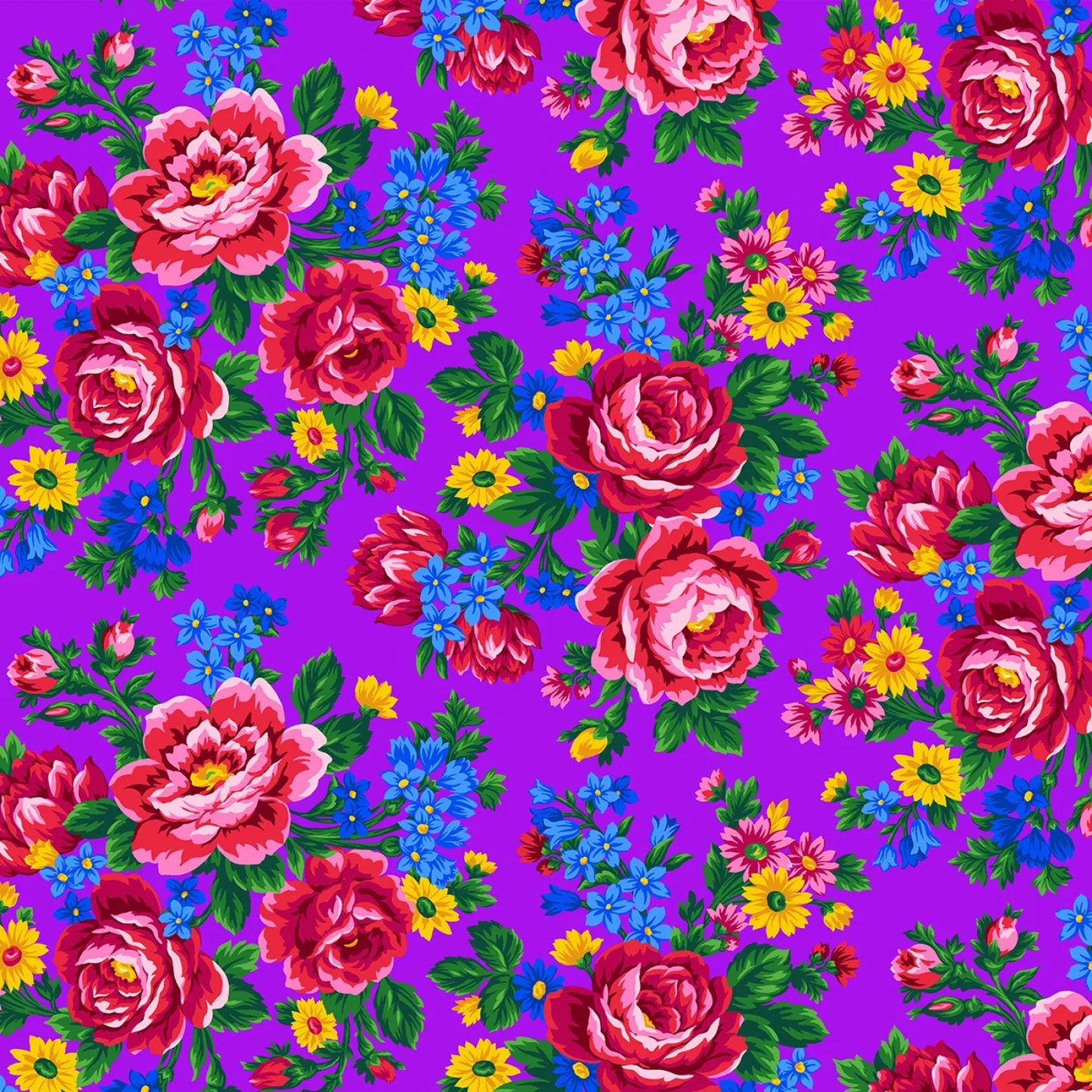 Kokum Scarf Floral Purple Elizabeth's Studio Cotton Fabric ES-677-PURPLE