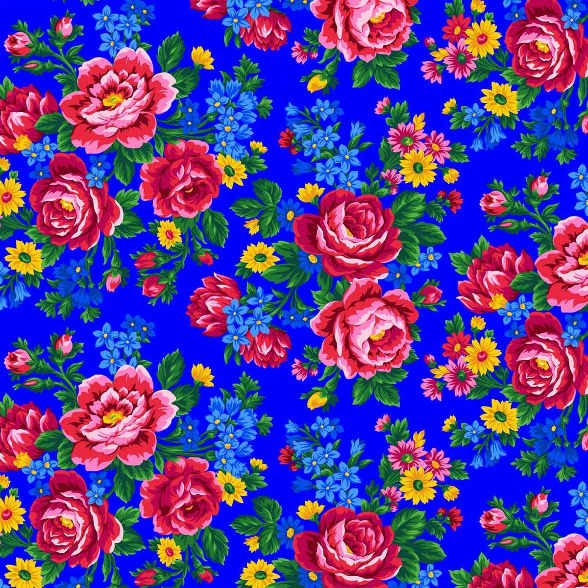 Kokum Scarf Floral Royal Elizabeth's Studio Cotton Fabric ES-677-ROYAL | US Fabric Shop