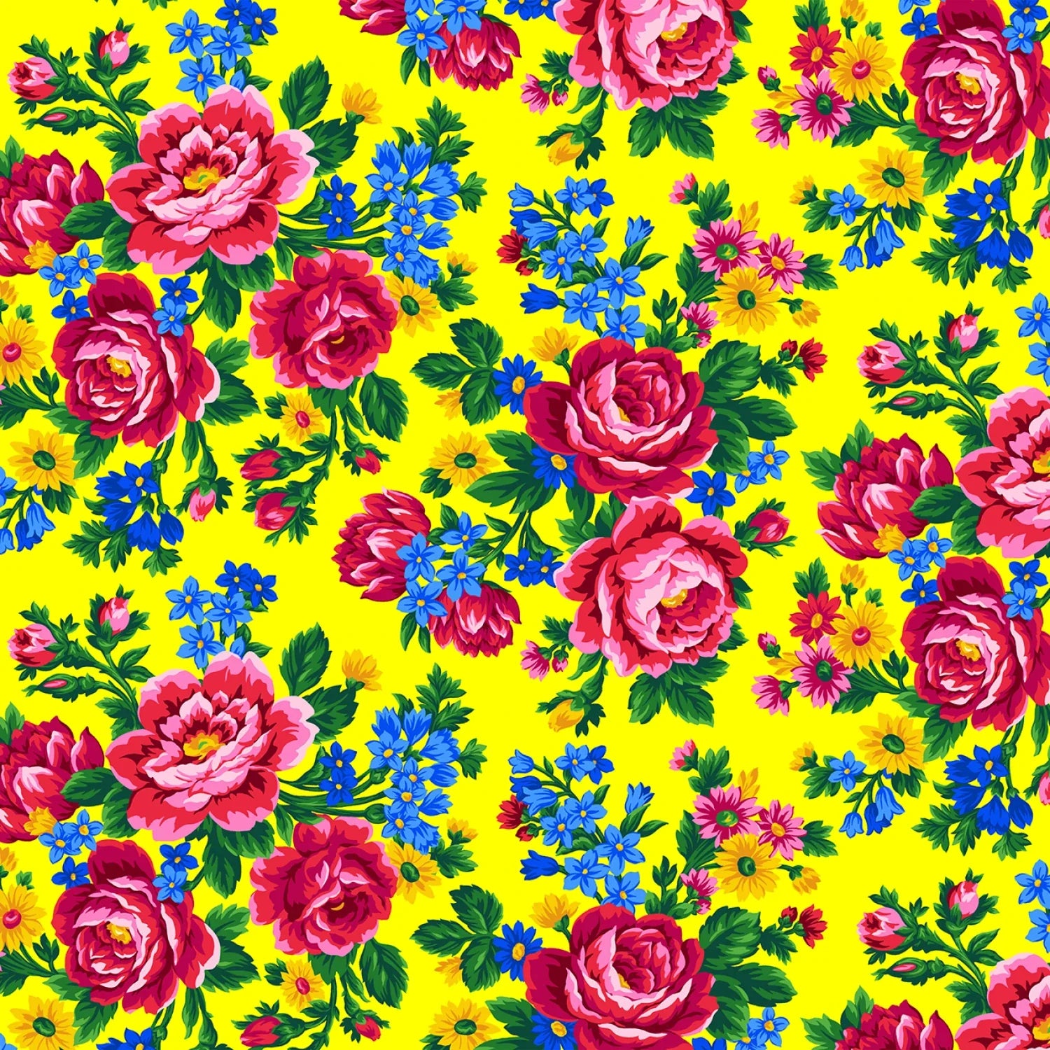 Kokum Scarf Floral Yellow Elizabeth's Studio Cotton Fabric ES-677-YELLOW | US Fabric Shop