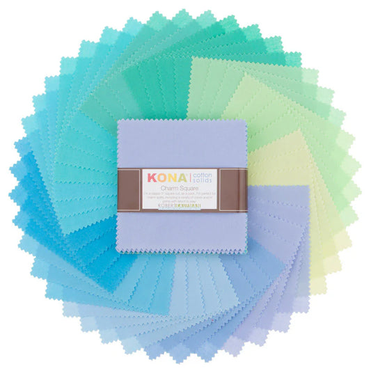Kona Cotton Mermaid Shores Palette 5” Squares 42 pcs Robert Kaufman Cotton Fabric Kona-CHS-726-42