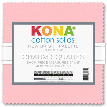 Kona New Bright Palette 5" Squares 41pcs Robert Kaufman Cotton Fabric RK-CHS-137-41